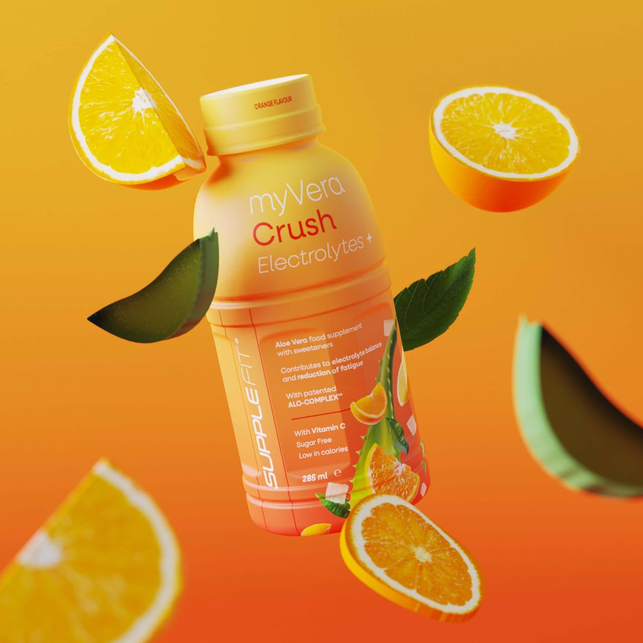 INTA006-12 - MYVERA CRUSH Electrolytes + | Suplemento alimenticio con edulcorantes en frascos monodosis de 285 ml (pack de 12) - 3420 ml