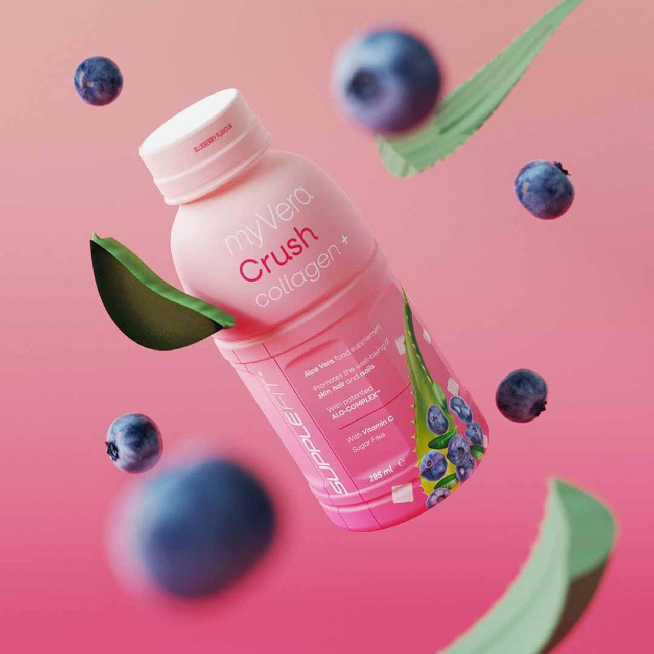 INTA001-06 - MYVERA CRUSH Collagen + | Suplemento alimenticio en frascos monodosis de 285 ml (pack de 6) - 1710 ml