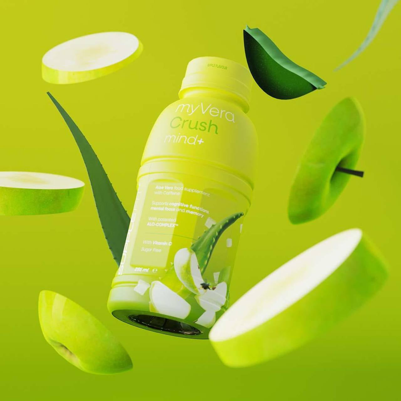 INTA002-12 - MYVERA CRUSH Mind + | Suplemento alimenticio con cafeína en frascos monodosis de 285 ml (pack de 12) - 3420 ml