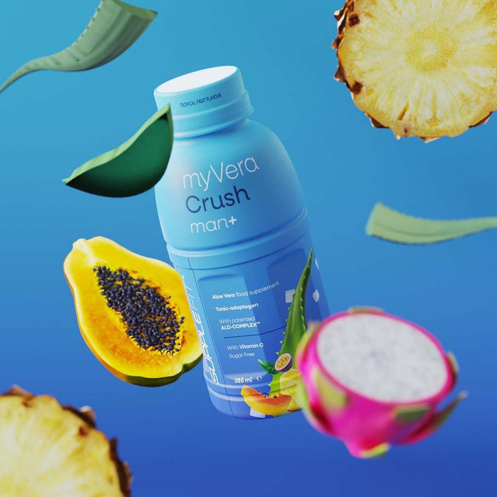 INTA003-06 - MYVERA CRUSH Man + | Suplemento alimenticio en frascos monodosis de 285 ml (pack de 6) - 1710 ml