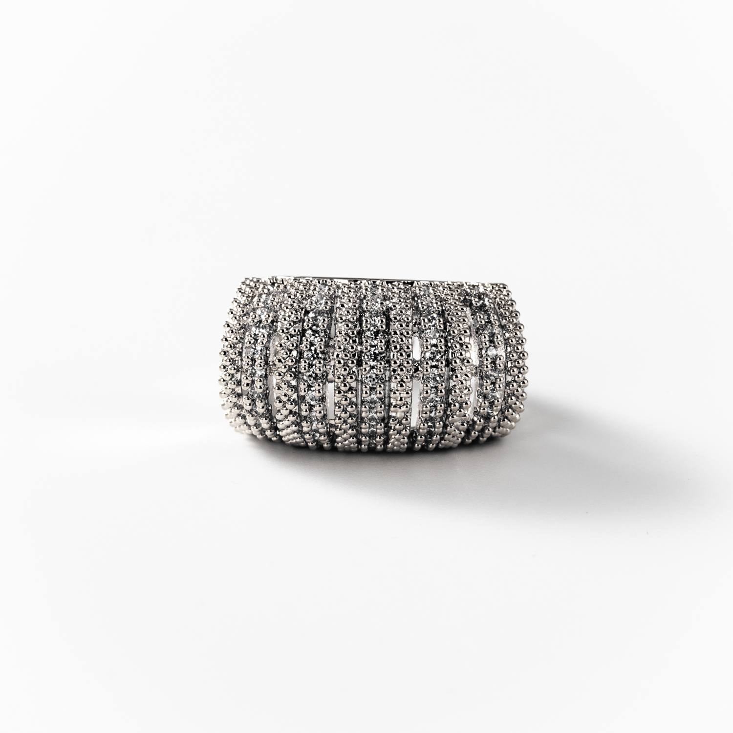 BIGAS007 - Anillo Pavé Déco de metal rodiado