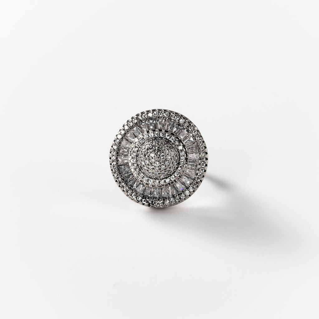 BIGAS022 - Anillo Vintage brillante de metal rodiado