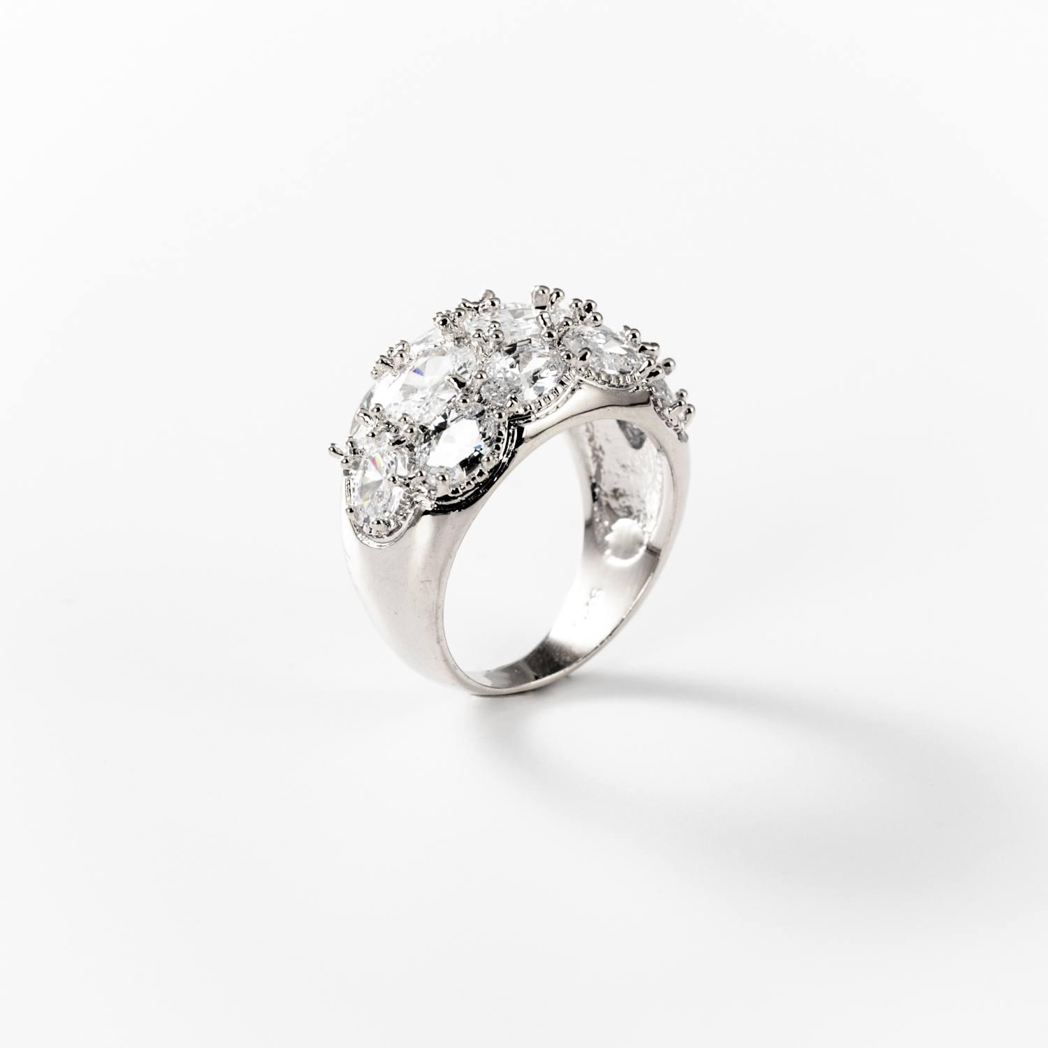 BIGAS034 - Anillo Torbellino de diamantes de metal rodiado
