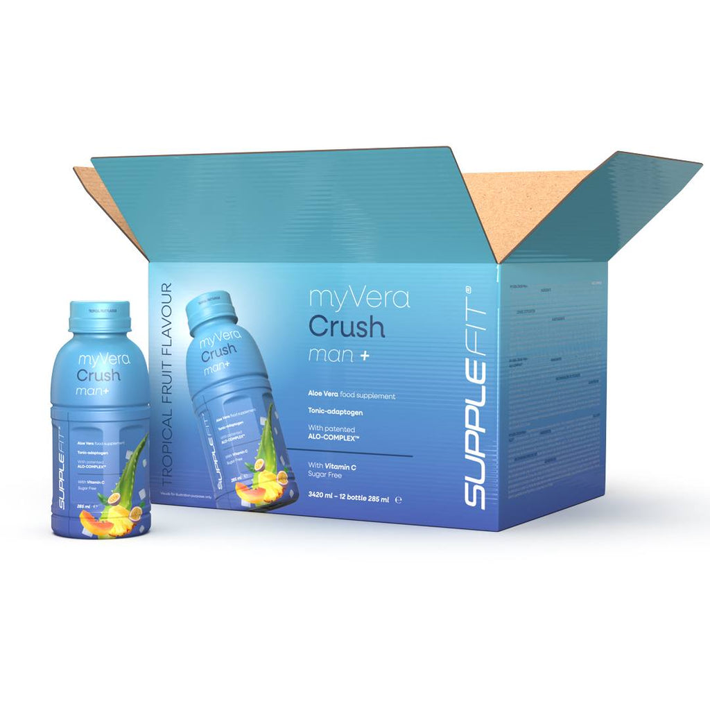 INTA003-12 - MYVERA CRUSH Man + | Suplemento alimenticio en frascos monodosis de 285 ml (pack de 12) - 3420 ml