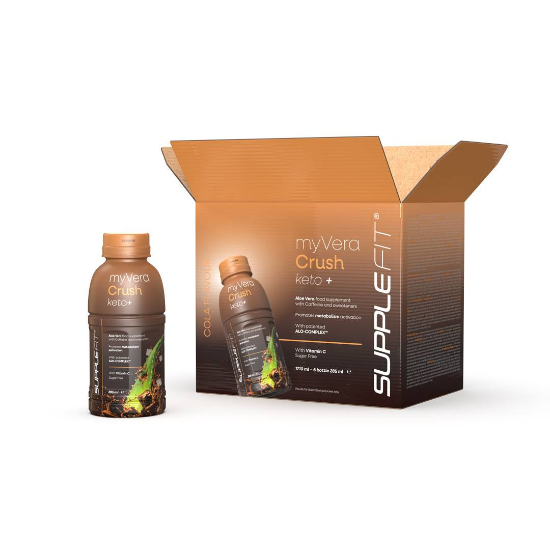 INTA005-06 - MYVERA CRUSH Keto + | Suplemento alimenticio con cafeína y edulcorantes en frascos monodosis de 285 ml (pack de 6) - 1710 ml